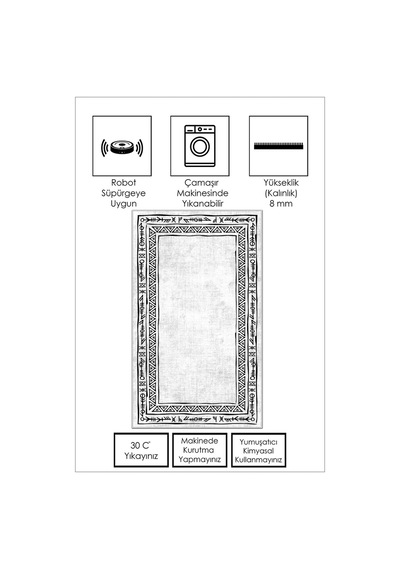West Home Dijital Baskı Yıkanabilir Kaymaz Taban Leke Tutmaz Beyaz Mutfak Halısı Salon Halısı Ve Yolluk Wh 440 White