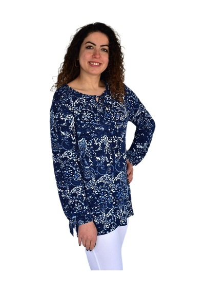 Kadın Yaprak Desen Baskılı Viscon Bluz Bgl-st04283 Lacıvert Kadın Yaprak Desen Baskılı Viscon Bluz Bgl-st04283 Lacıvert