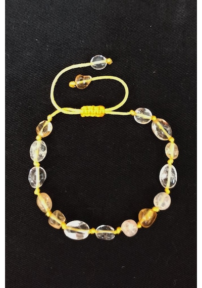 Doğal Taş Sitrin Bileklik, Makrome Ayarlı 679-1 Çok Renkli