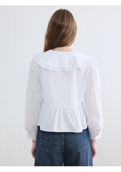 Lcw Modest Ekru Bebe Yaka Bağlama Detaylı Bluz