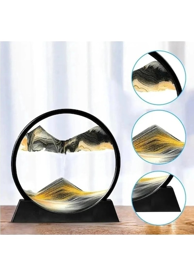 Hareketli Kum Sanatı Resim Sandscapes Yuvarlak Cam 3d Derin Deniz Kumu 18 19cm -373