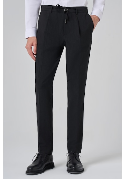 Morven Erkek Siyah Poliviskon Trend Çizgili Slim Fit Jogger Pantolon 26ms003002001 Siyah