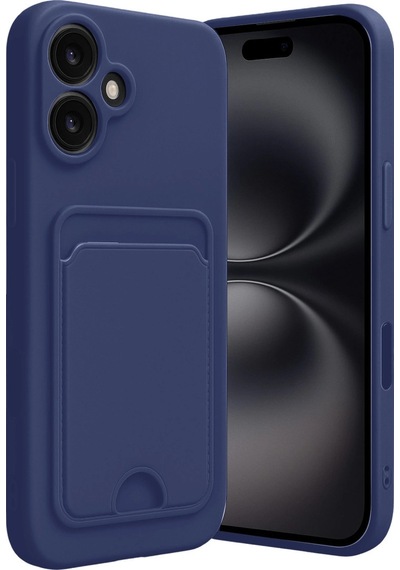 Apple  Uyumlu  iPhone 16 Kılıf Kelvin Kartvizitli Silikon Lacivert