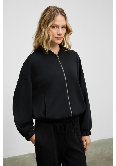 Grımelange Amoura Kadın Yumuşak Ve Esnek Kumaşlı Kapüşonlu Fermuarlı Uzun Kollu Siyah Sweatshirt Siyah Grımelange Amoura Kadın Yumuşak Ve Esnek Kumaşlı Kapüşonlu Fermuarlı Uzun Kollu Siyah Sweatshirt Siyah