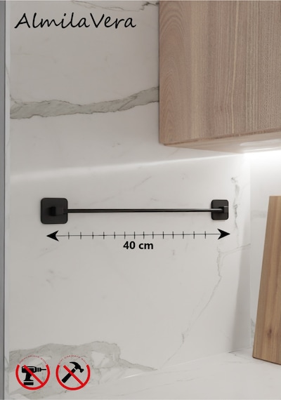 Yapışkanlı Siyah Banyo Köşeliği 3 Katlı Köşe Rafı Uzun Havluluk Ve Tuvalet Kağıtlık Set Siyah