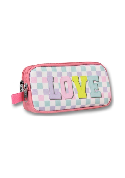 Ümit Çanta Pembe Sarı Love Desenli Kalem Çantası - Kız Çocuk - 5085 Pembe - Sarı
