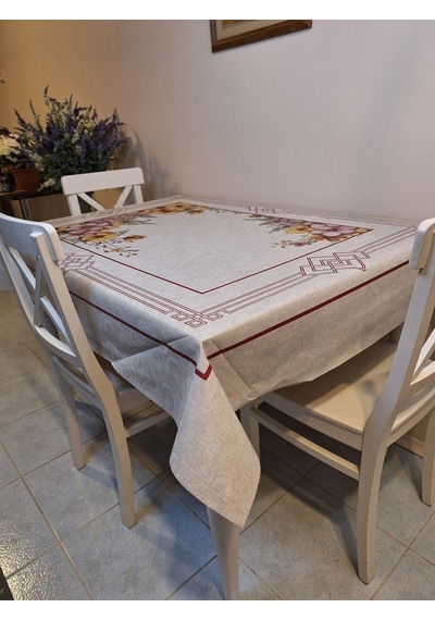 Dora Pano Elyaf Tabanlı Pvc Muşamba - Desenli Silinebilir 120 X 155 Hazır Masa Örtüsü Kmp38 Bordo