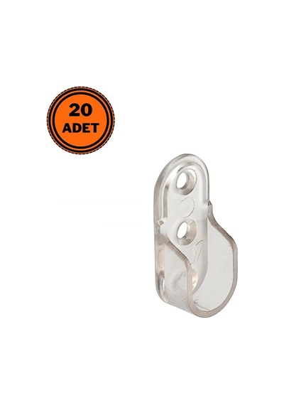 20 Adet Metali Oval Dolap Askı Borusu Flanşı Şeffaf