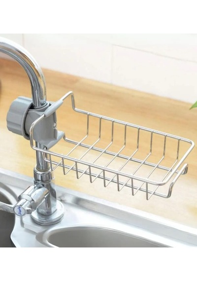 Busstier Mutfak Banyo Duş Musluk Üstü Tek Katlı Raf: Sabun Sünger Gümüş