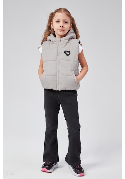 Benitto Kids Kapüşonlu Kız Çocuk Şişme Yelek 51307 Gri