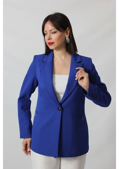 Moda Berray 1904 Saks Mavi Fermuarlı Cep Aksesuarlı Kadın Büyük Beden Blazer Ceket Saks Mavi Moda Berray 1904 Saks Mavi Fermuarlı Cep Aksesuarlı Kadın Büyük Beden Blazer Ceket Saks Mavi