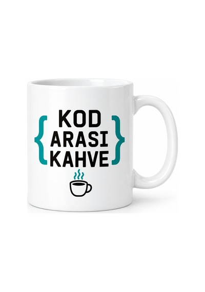 Kod Arası Kahve Tasarımlı Porselen Kupa - Model 323 Çok Renkli