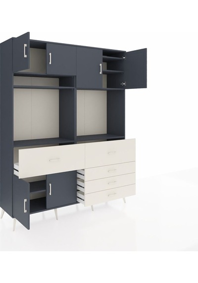 Hyperion Gardrop 7 Raflı 5 Çekmeceli 6 Kapaklı 176x44x221 Antrasit-antrasit/aytaşı Beyaz Hyperion Gardrop 7 Raflı 5 Çekmeceli 6 Kapaklı 176x44x221 Antrasit-antrasit/aytaşı Beyaz