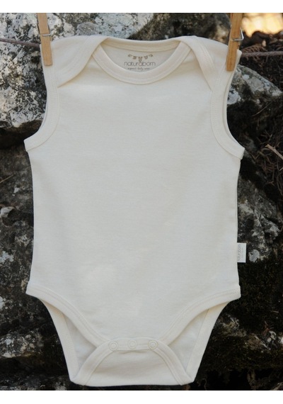 Naturaborn Naturaborn Gots Organik Sertifikalı Bebek Kolsuz Body Ekru