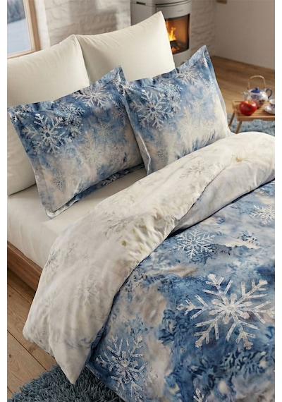 Özdilek Snowflake Nevresim Takımı Çift Kişilik - Mavi Renkli