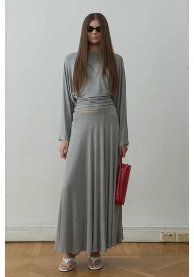 Suud Collection Gri Sophia Yarasa Kol Bluz
