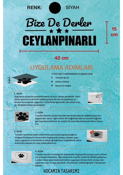 Şanlıurfa Ceylanpınar Klasik Siyah Sticker Şanlıurfa Bize De Derler Ceylanpınarlı 40x15 Cm Araba Çıkartma 40 CM - Siyah