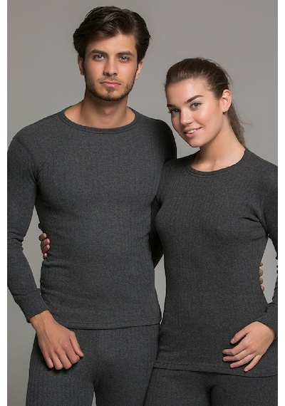 Thermoform Soft Unisex Uzun Kol  Fanila Antrasit Koyu Gri