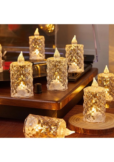 Led Şeffaf Kristal Led Pilli Alevsiz U Düğün Doğum Günü Ortam Işığı