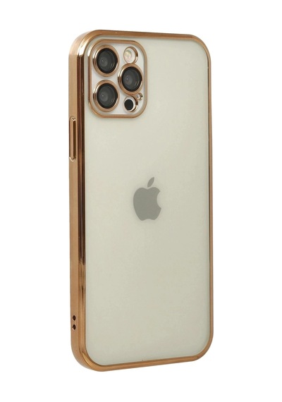 Durukar Apple Uyumlu iPhone 12 Pro Max Kılıf Lensli Silikon - Gold