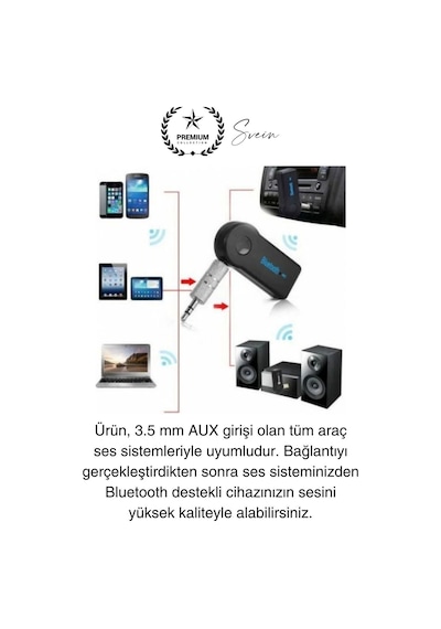 Şarjlı Blutooth Aux Araç Kiti Müzik Ses Alıcı Adaptörü 3.5mm Jak Tv Telefon Kablosuz Bağlantı