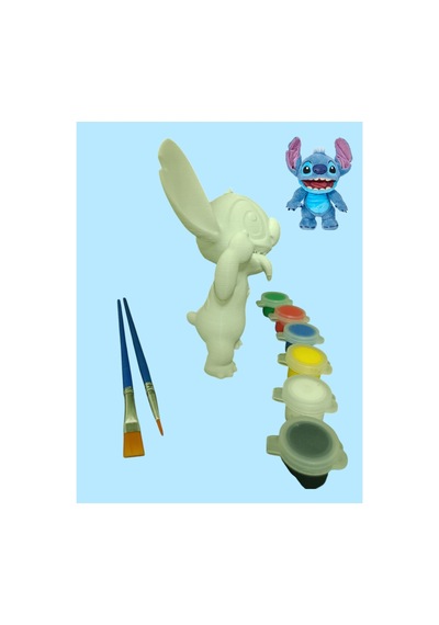 3d Stitch Figür Boyama Seti - Kendin Boya Hobi Ve Etkinlik Seti - Akrilik Boya + 2 Fırça