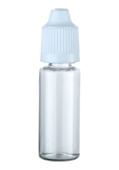 100 Adet - 20ml Şeffaf Plastik Likit Şişesi - Iğne Uclu Damlalıklı Pet Şişe, Beyaz Kapaklı