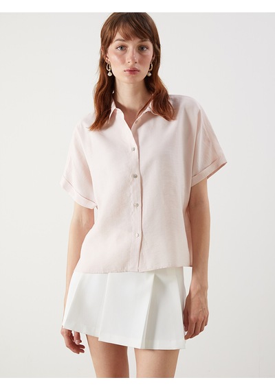 Lcw Vision Pembe Oversize Modal Karışımlı Kadın Gömlek