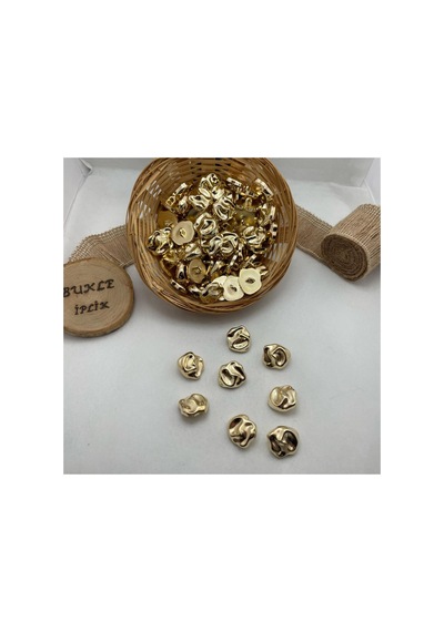 Yuvarlak Kabartmalı Ve Dolgu Desenli Altın Renk Plastik Metalize Alttan Ayaklı Düğme 34" - 6 Adet - 691089990