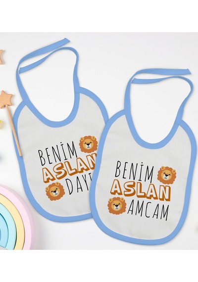 BK Kids Dayı ve Amca Tasarımlı 2’li Mavi Mama Önlüğü-1 Mavi