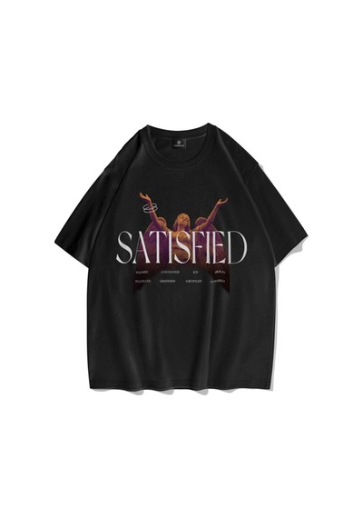 Startmore Unisex Satisfied Siyah Tshirt Siyah