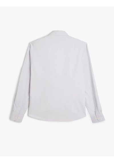 Koton Pamuklu Düğmeli Yaka Slim Fit Uzun Kollu Gömlek Gri 5wam60051hw Gri