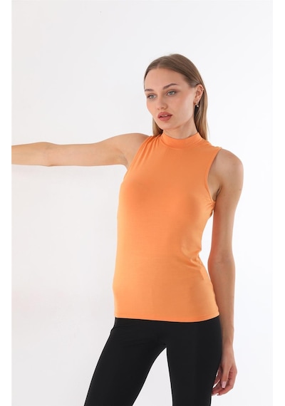 Kadın Viscon Kolsuz Tişört-muskmelon Oranj Turuncu