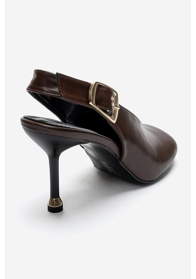Luvi Shoes Flarıs Kahverengi Cilt Kadın Topuklu Ayakkabı