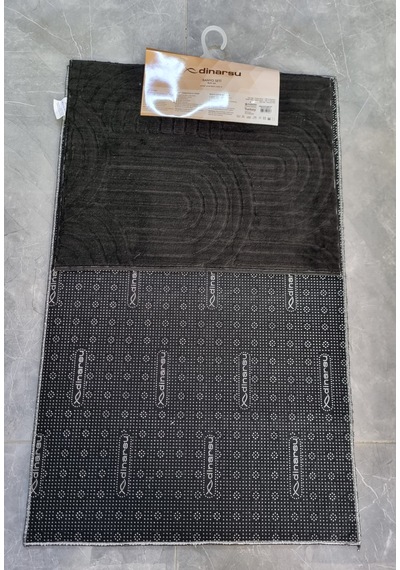 Dinarsu 2'li Banyo Paspası 60x100 40x60 Kaymaz Taban Siyah