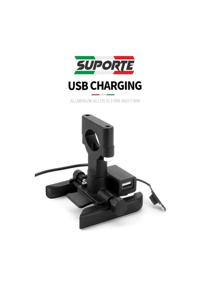 Suporte Motosiklet Telefon Tutucu Usb Şarjlı Alüminyum Alaşım Gidon Bağlantılı