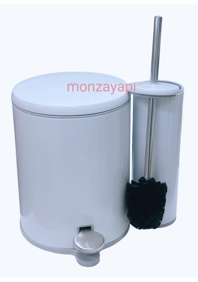 Prima Nova Çelik Çöp Kovası Soft Ve Wc Tuvalet Fırçası Beyaz