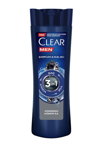 Clear Men 3 İn 1 Şampuan & Duş Jeli Arındırıcı Kömür Saç Yüz Vücut İçin 350 Ml - 6 Adet Tarı