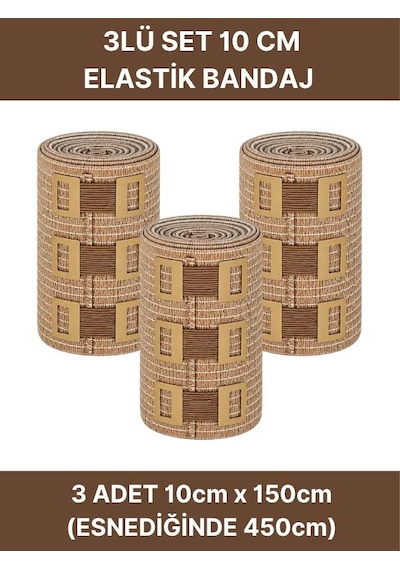 Elastik Bandaj Seti 3 Lü 3x10cm 12 Klipsli 4,5 Metreye Kadar Uzar, Spor Ve Günlük Kullanım