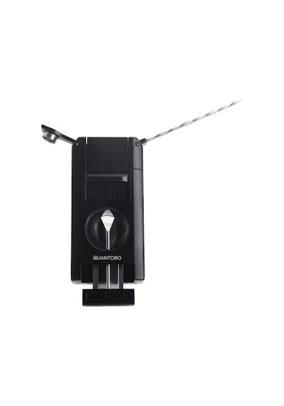Quantoro Çift Torch Pürmüz V-cut/delicili/iğneli Siyah Metal Puro Çakmağı - Trz1094