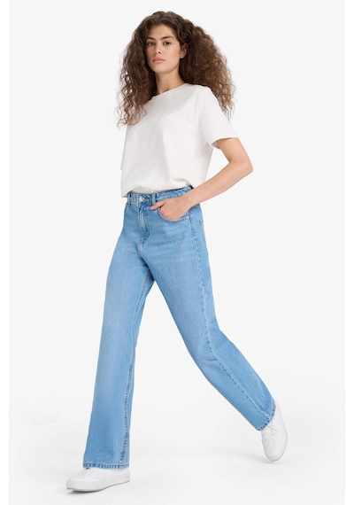 Defacto 90s Wide Leg Yüksek Bel Uzun Jean Yıkamalı Pantolon E9106ax25aunm85 Indigo