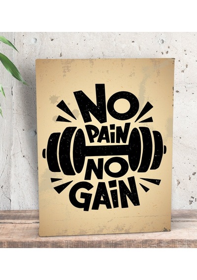 Bk Gift No Pain No Gain Tasarımlı Dekoratif Mini Kanvas Tablo 15X (506660958)