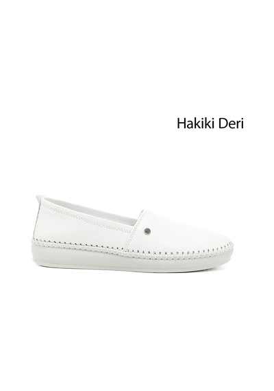 Gönderi(R) Gönderi R Beyaz Dolgu Taban Hakiki Deri Comfort Ayakkabı Beyaz