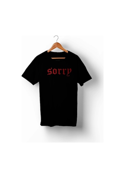 Startmore Sorry Baskılı Unisex Siyah T-shirt Siyah
