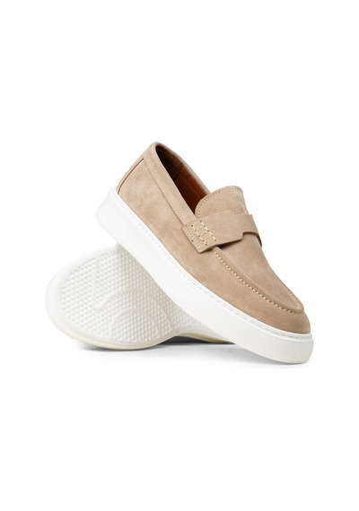 Deery Erkek Hakiki Süet Bej Loafer Ayakkabı - 02043mbejp03