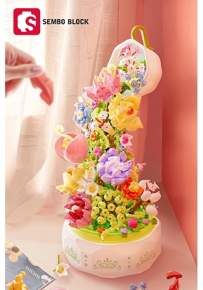 Sembo Block Huayan Cayı Muzikli Florist Seti 575 Parça Yapı Blokları