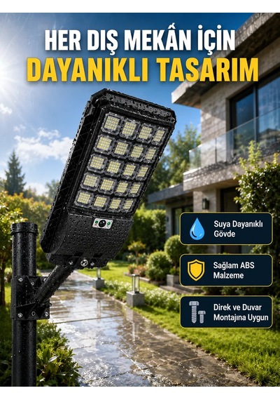 Güneş Enerjili Dış Mekan Led Lambası Geniş Aydınlatma Açılı Akıllı Sokak Lambası .