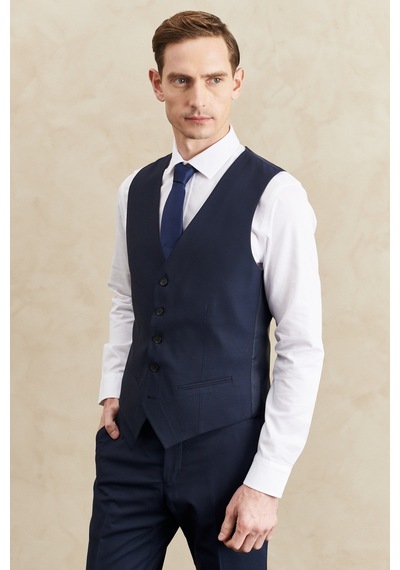 Ac&co Erkek Lacı Su Geçirmez Slim Fit Mono Yaka Yelekli Yünlü Nano Takım Elbise