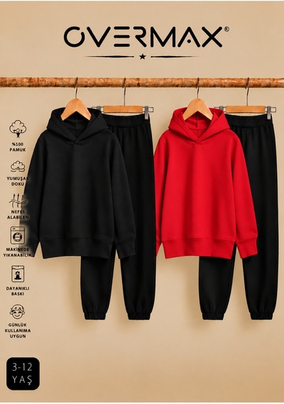 Overmax 2 Li Çocuk Kapüşonlu Eşofman Takımı Sweatshirt & Eşofman Altı 3-12 Yaş Siyah-siyah, Kırmızı-siyah - 919953561 Siyah-siyah, Kırmızı-siyah Overmax 2 Li Çocuk Kapüşonlu Eşofman Takımı Sweatshirt & Eşofman Altı 3-12 Yaş Siyah-siyah, Kırmızı-siyah - 919953561 Siyah-siyah, Kırmızı-siyah