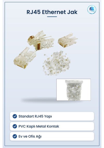 Standart Rj45 Ethernet Jak Network Aksesuarı Pvc Kaplı Metal Kont
